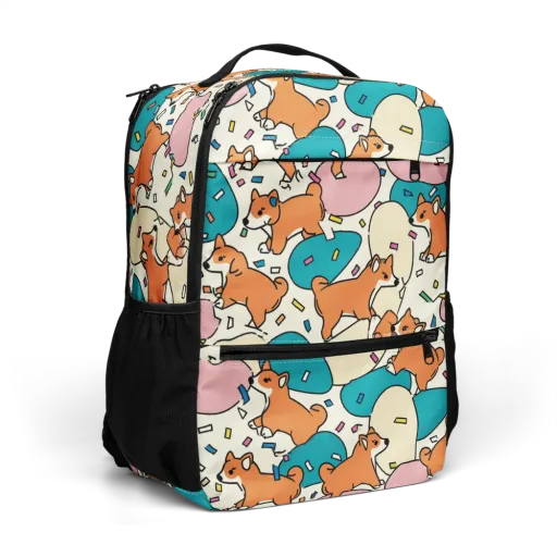 Coral Corgi Carnival on a Utility Backpack