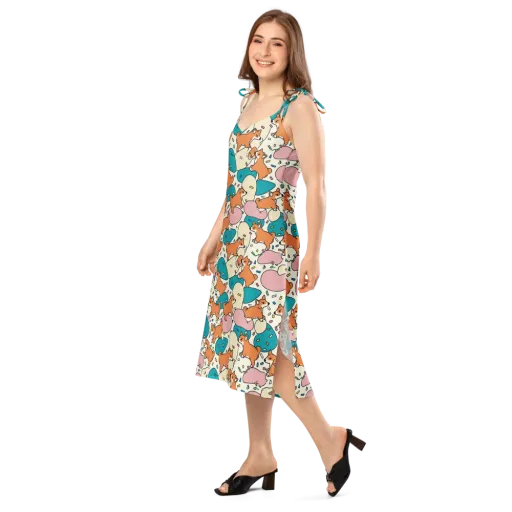 Coral Corgi Carnival on a Slip Dress