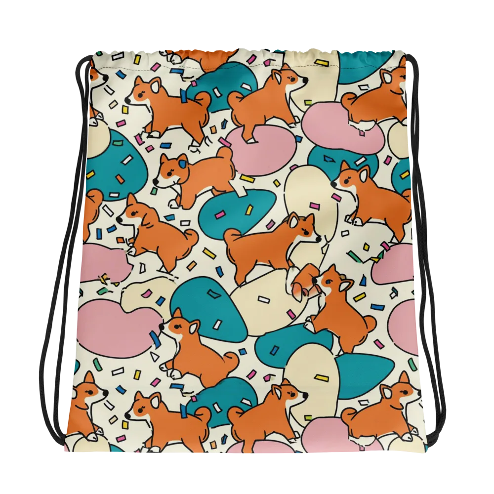 Coral Corgi Carnival on Drawstring Bag — Photo