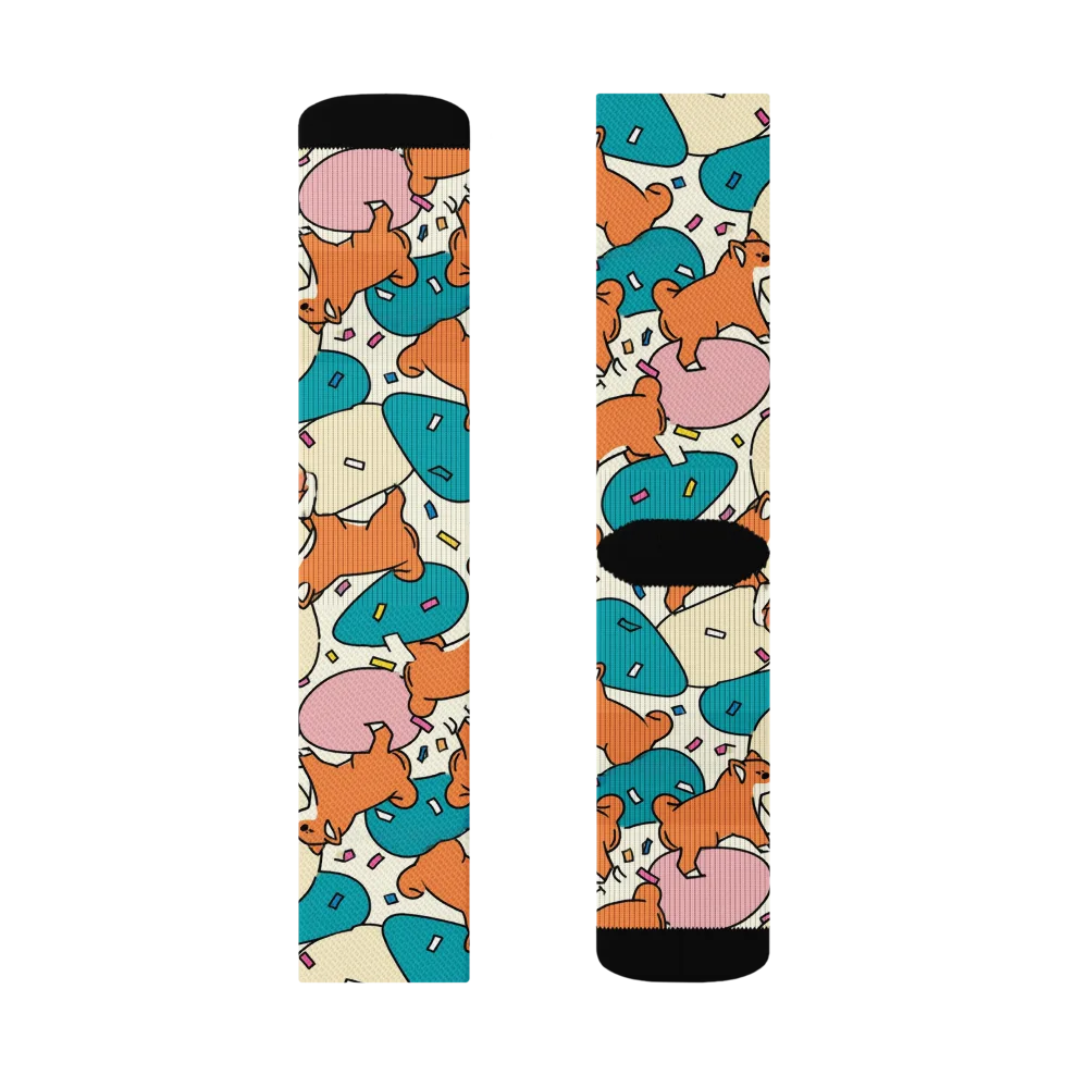 Coral Corgi Carnival on Socks — Left Sock