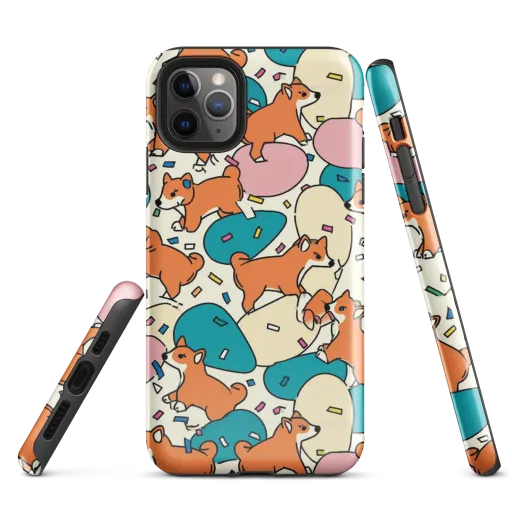 Coral Corgi Carnival on a Tough Case for iPhone®