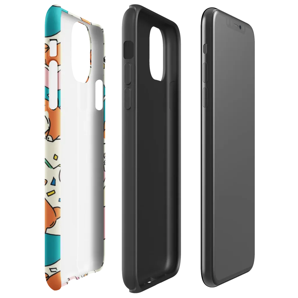 Coral Corgi Carnival on Tough Case for iPhone® — Right