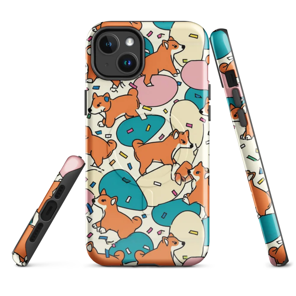 Coral Corgi Carnival on MagSafe Tough Case for iPhone® — Front