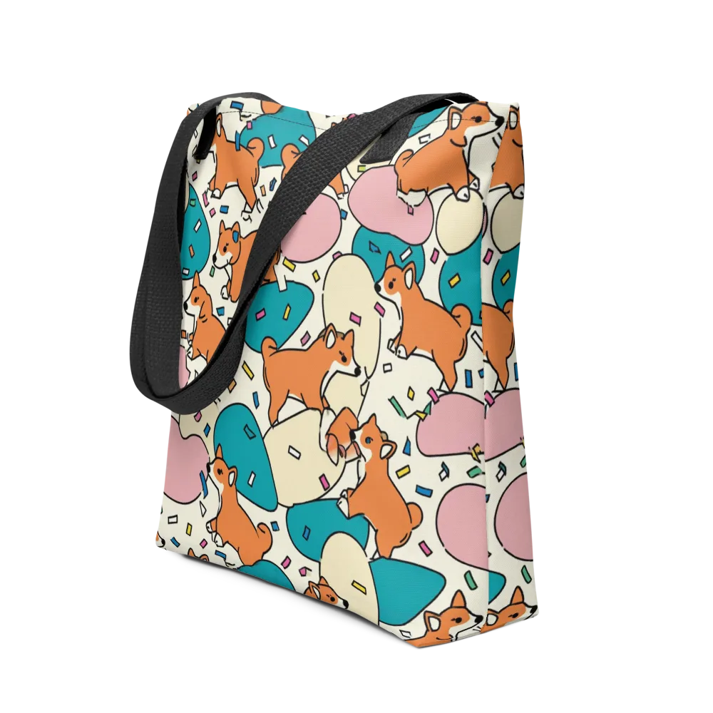 Coral Corgi Carnival on Tote Bag — Front