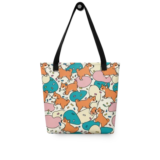 Coral Corgi Carnival on a Tote Bag
