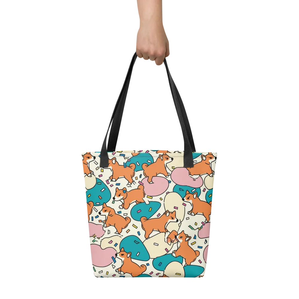 Coral Corgi Carnival on Tote Bag — Front