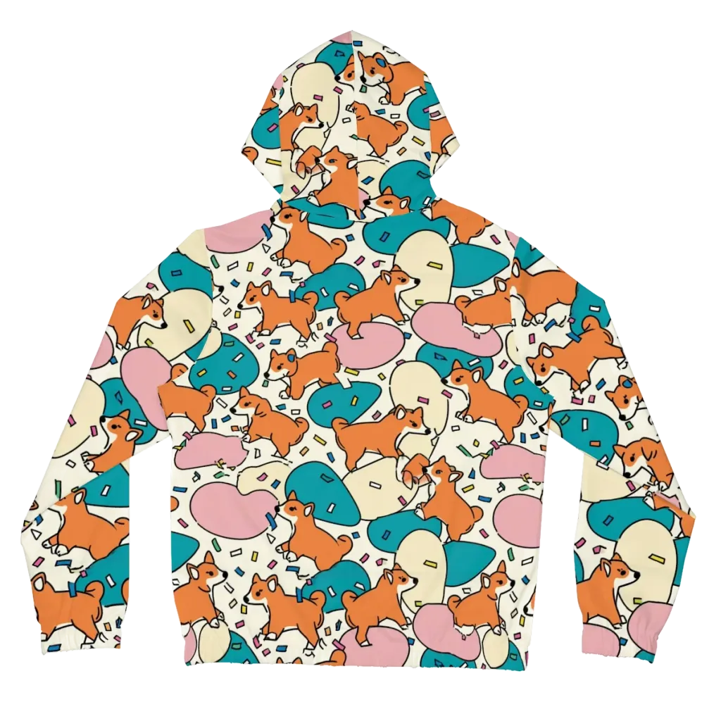 Coral Corgi Carnival on Women's Full-Zip Hoodie — Back