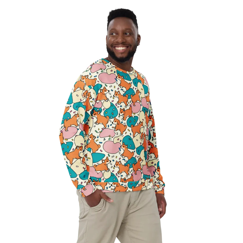 Coral Corgi Carnival on Sweatshirt — Front