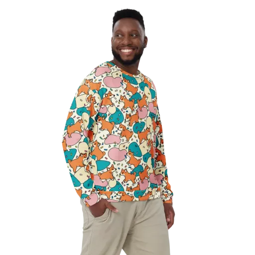 Coral Corgi Carnival on a Sweatshirt