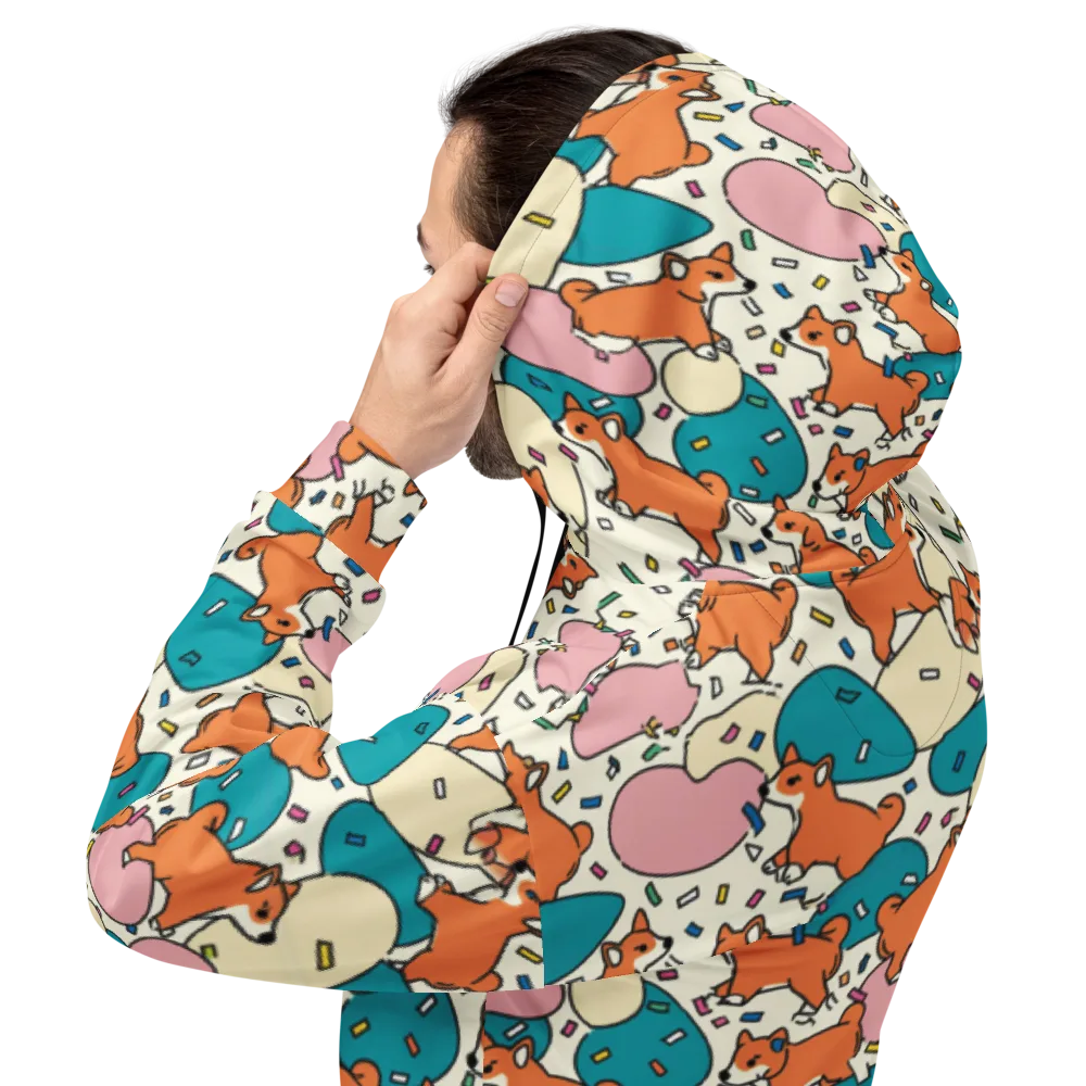 Coral Corgi Carnival on Hoodie — Back