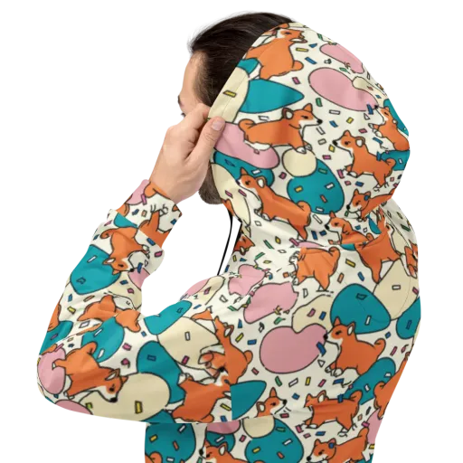 Coral Corgi Carnival on a Hoodie