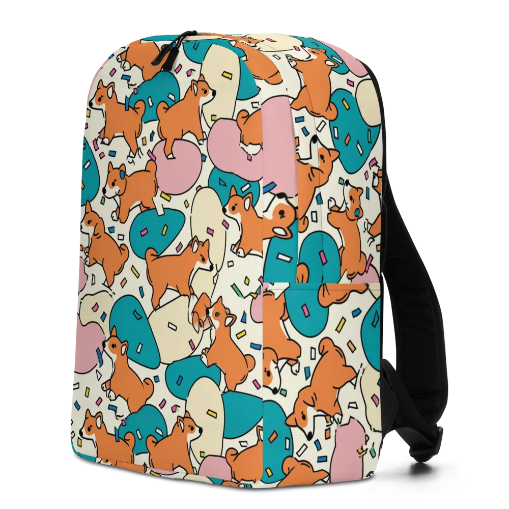 Coral Corgi Carnival on Minimalist Backpack — Left