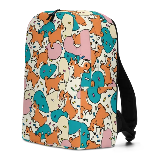 Coral Corgi Carnival on a Minimalist Backpack