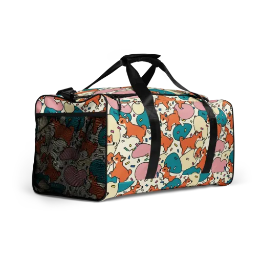 Coral Corgi Carnival on a Duffle Bag