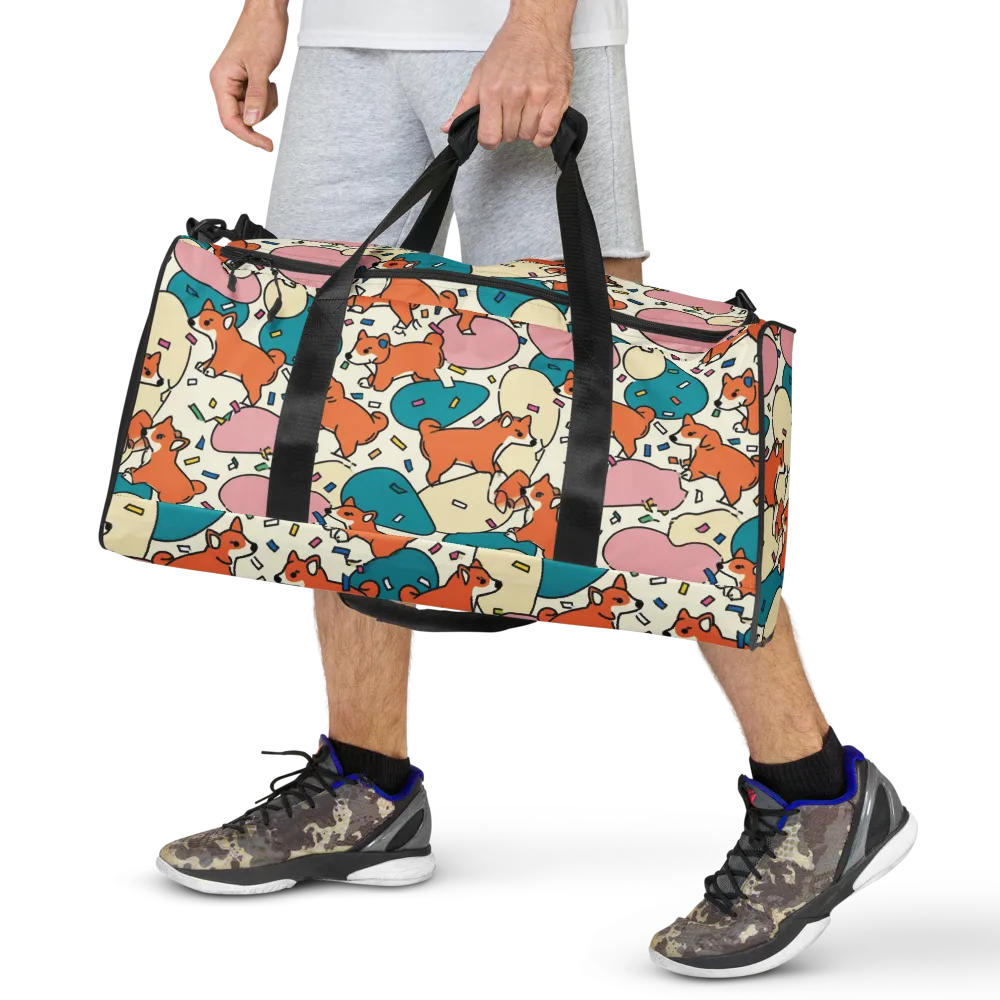 Coral Corgi Carnival on Duffle Bag — Front