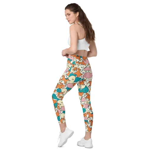 Coral Corgi Carnival on a Leggings with Pockets
