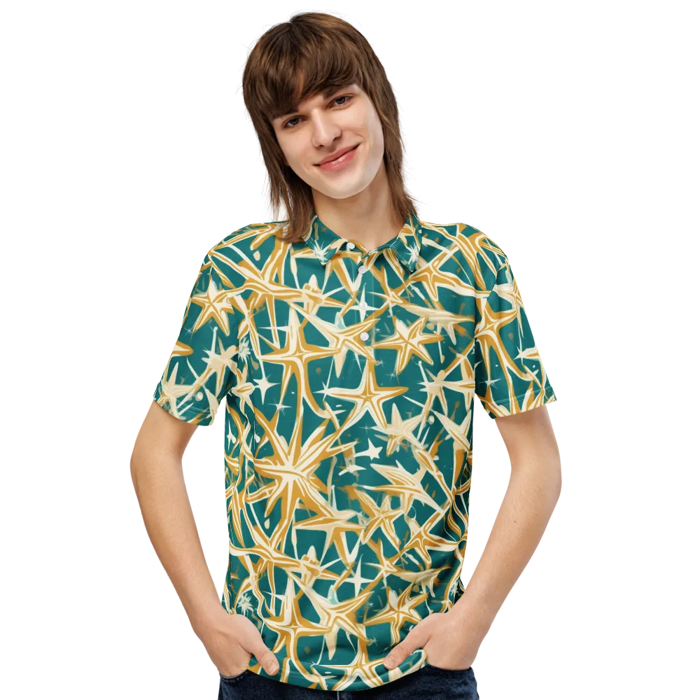 Teal Starburst on Men's Slim Fit Polo Shirt — Front