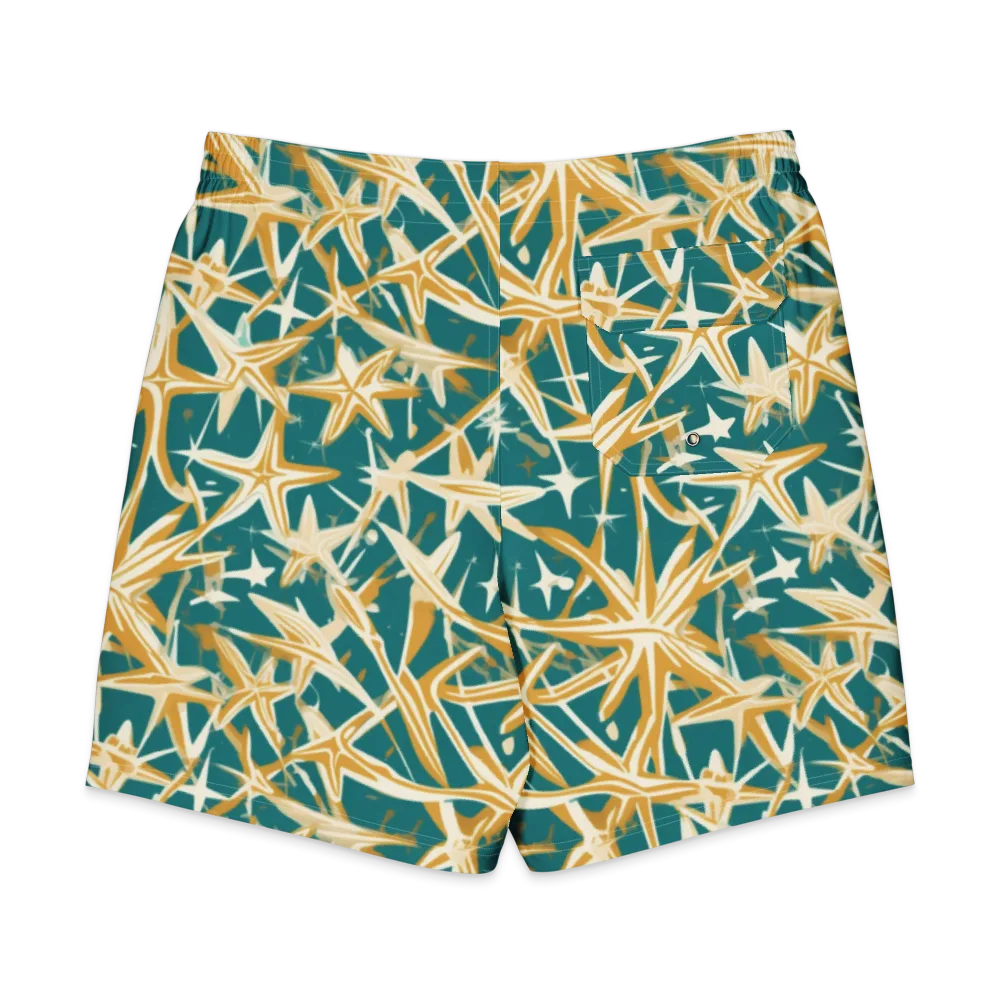 Teal Starburst on Men's Board Shorts — Back