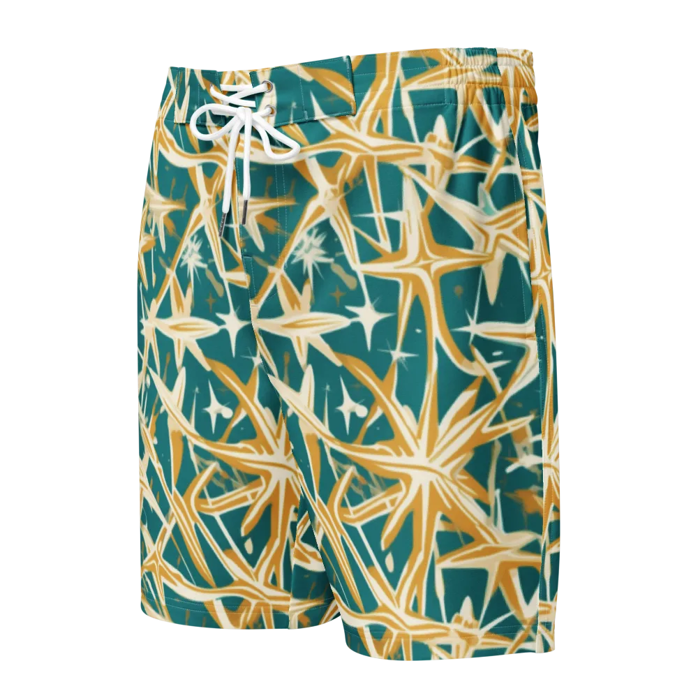 Teal Starburst on Men's Board Shorts — Front