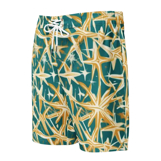 Teal Starburst on a Men's Board Shorts