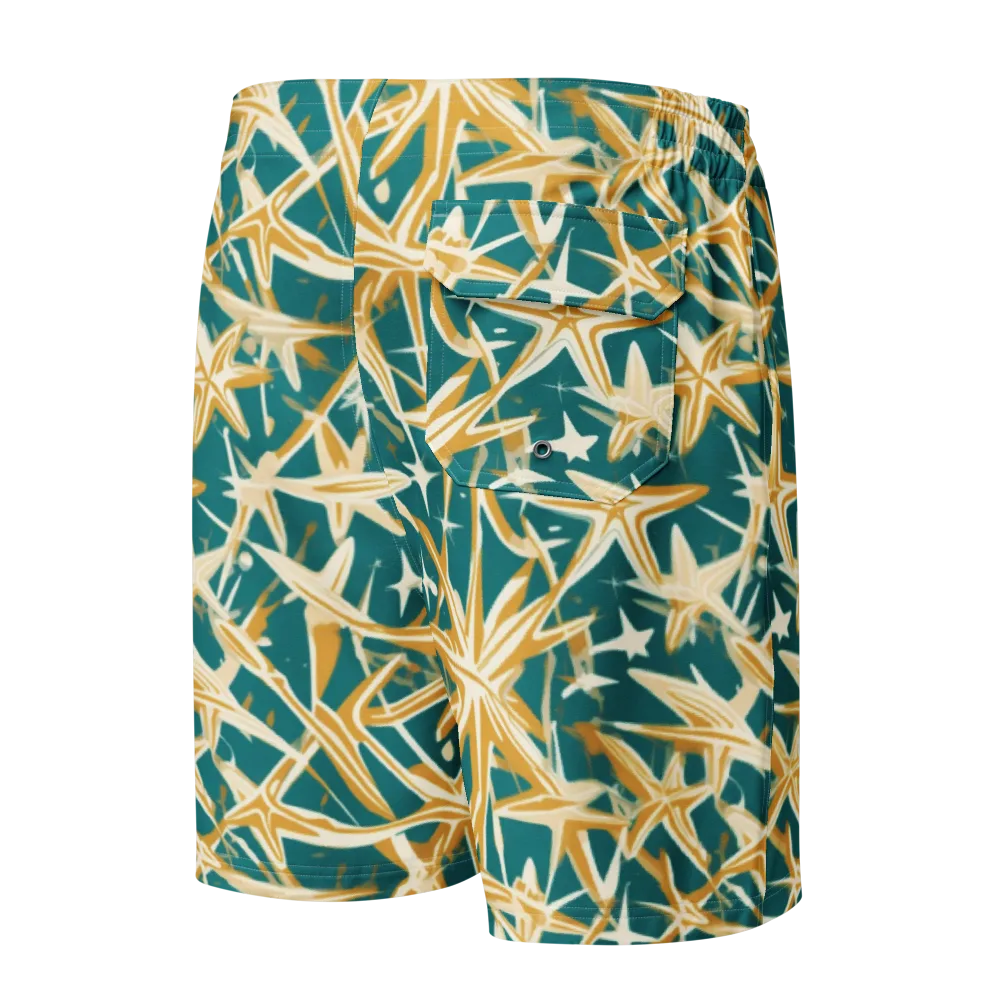 Teal Starburst on Men's Board Shorts — Back