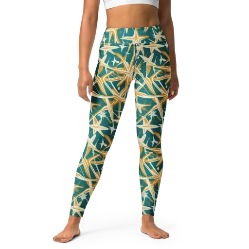 Teal Starburst on a Yoga Leggings