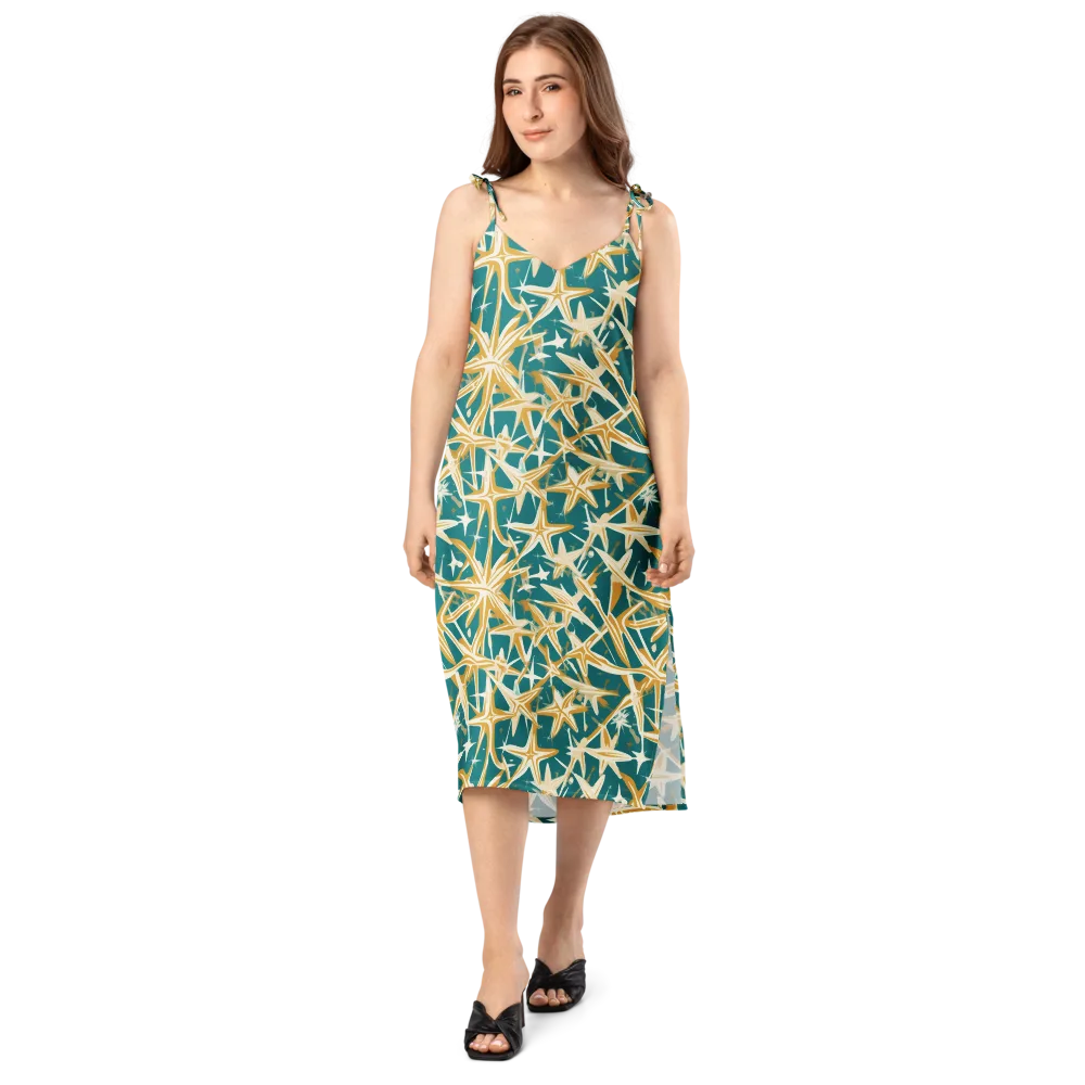 Teal Starburst on Slip Dress — Front
