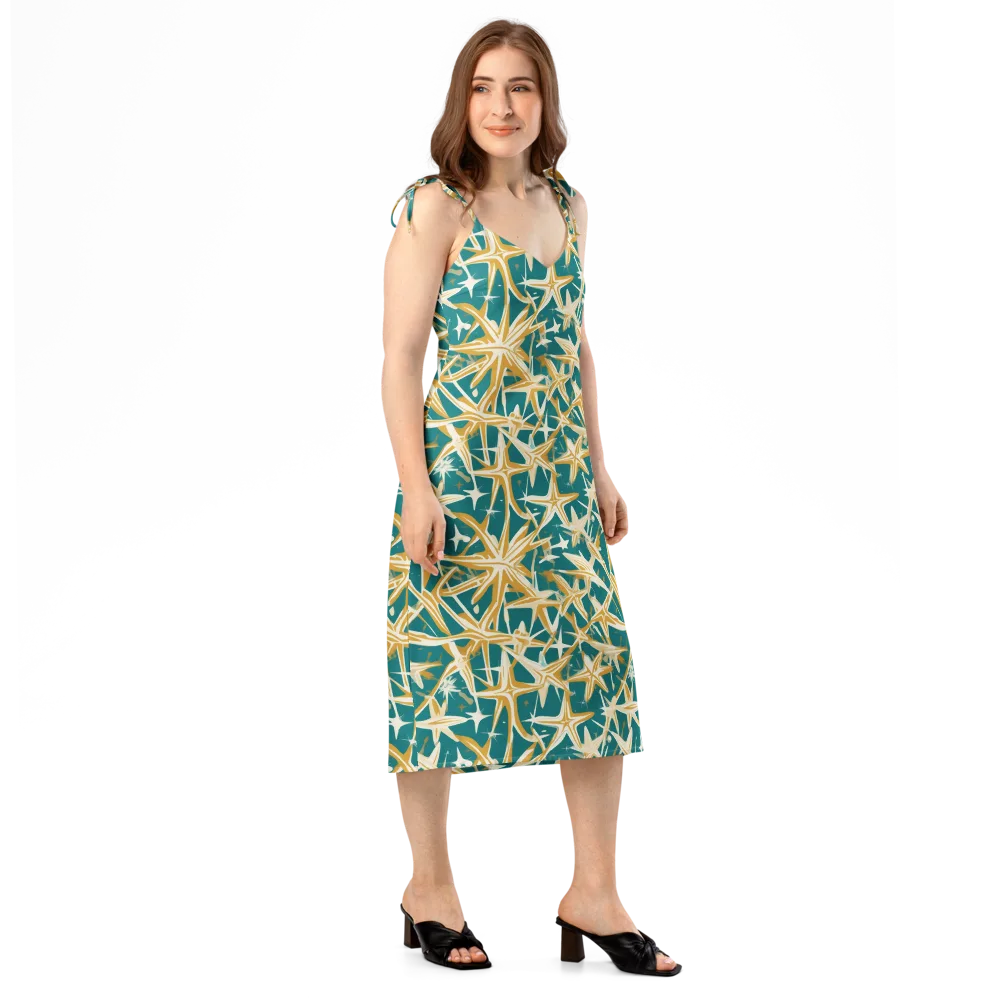 Teal Starburst on Slip Dress — Right Front