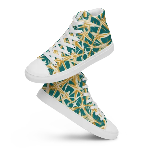 Teal Starburst on a Women's High Top Canvas Shoes
