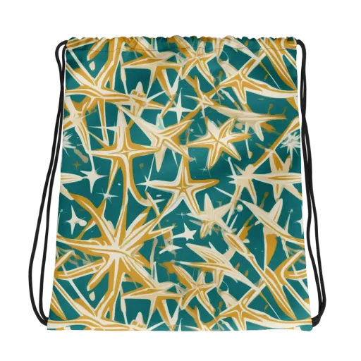 Teal Starburst on a Drawstring Bag