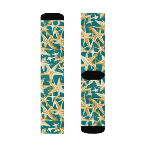 Teal Starburst on a Socks