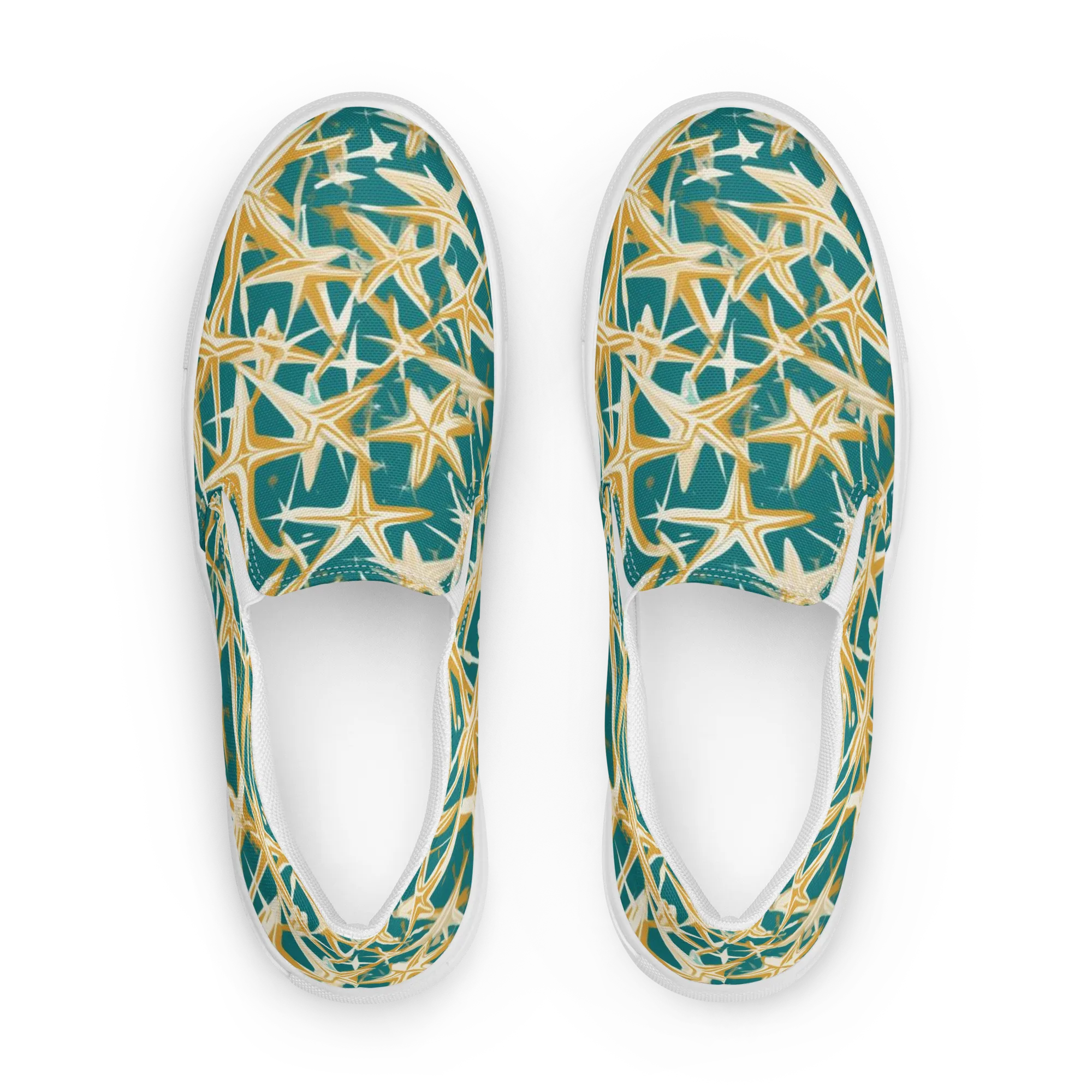 Teal Starburst on Women's Slip-On Canvas Shoes — Front