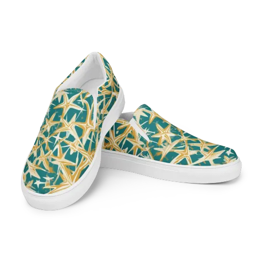 Teal Starburst on a Women's Slip-On Canvas Shoes