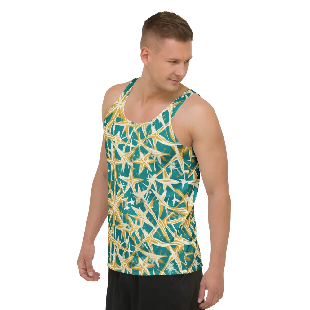 Teal Starburst on Men's Tank Top — Left Front