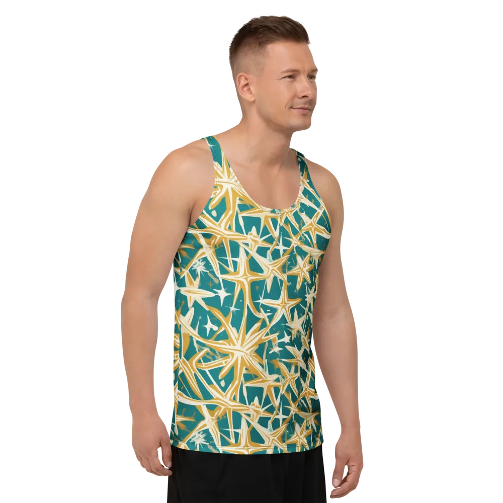 Teal Starburst on Men's Tank Top — Right Front