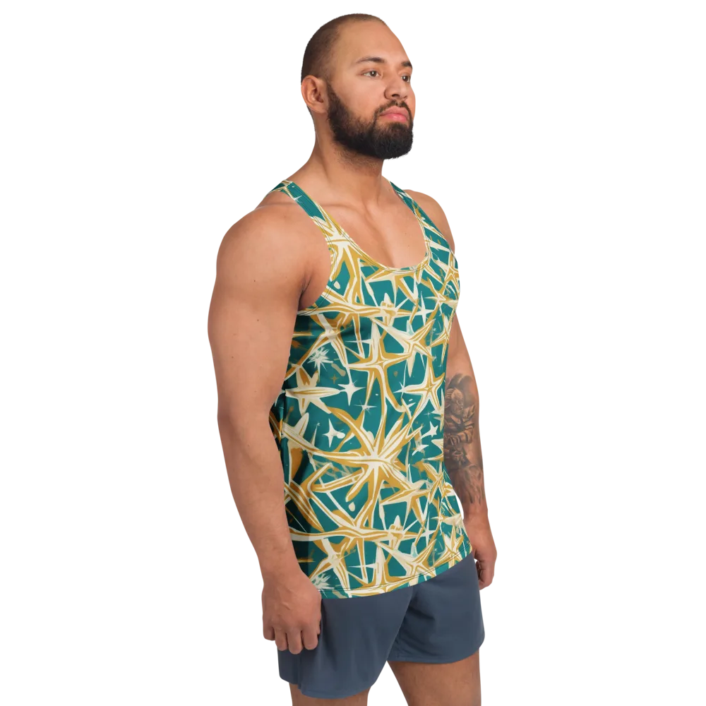 Teal Starburst on Men's Tank Top — Right Front