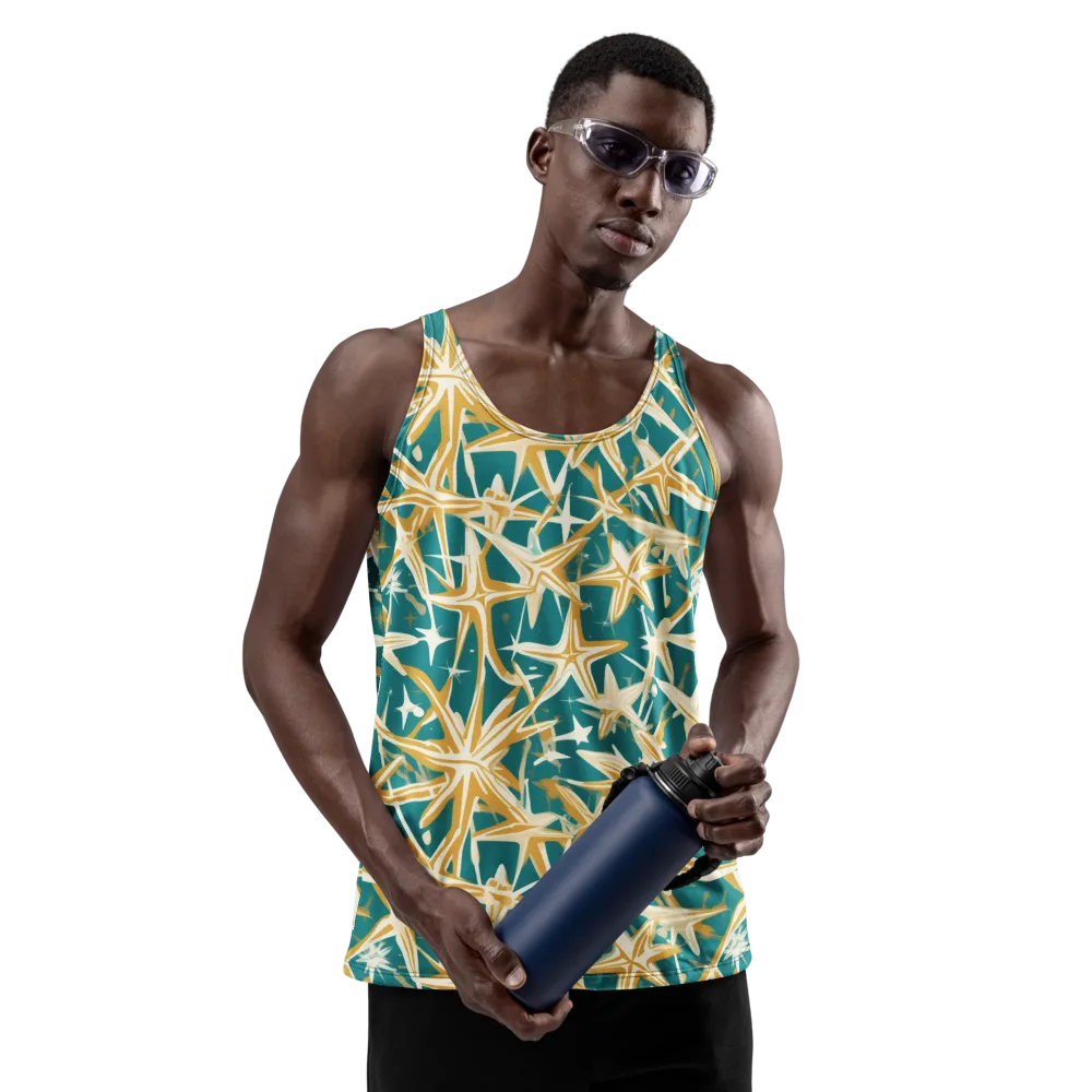 Teal Starburst on Men's Tank Top — Front