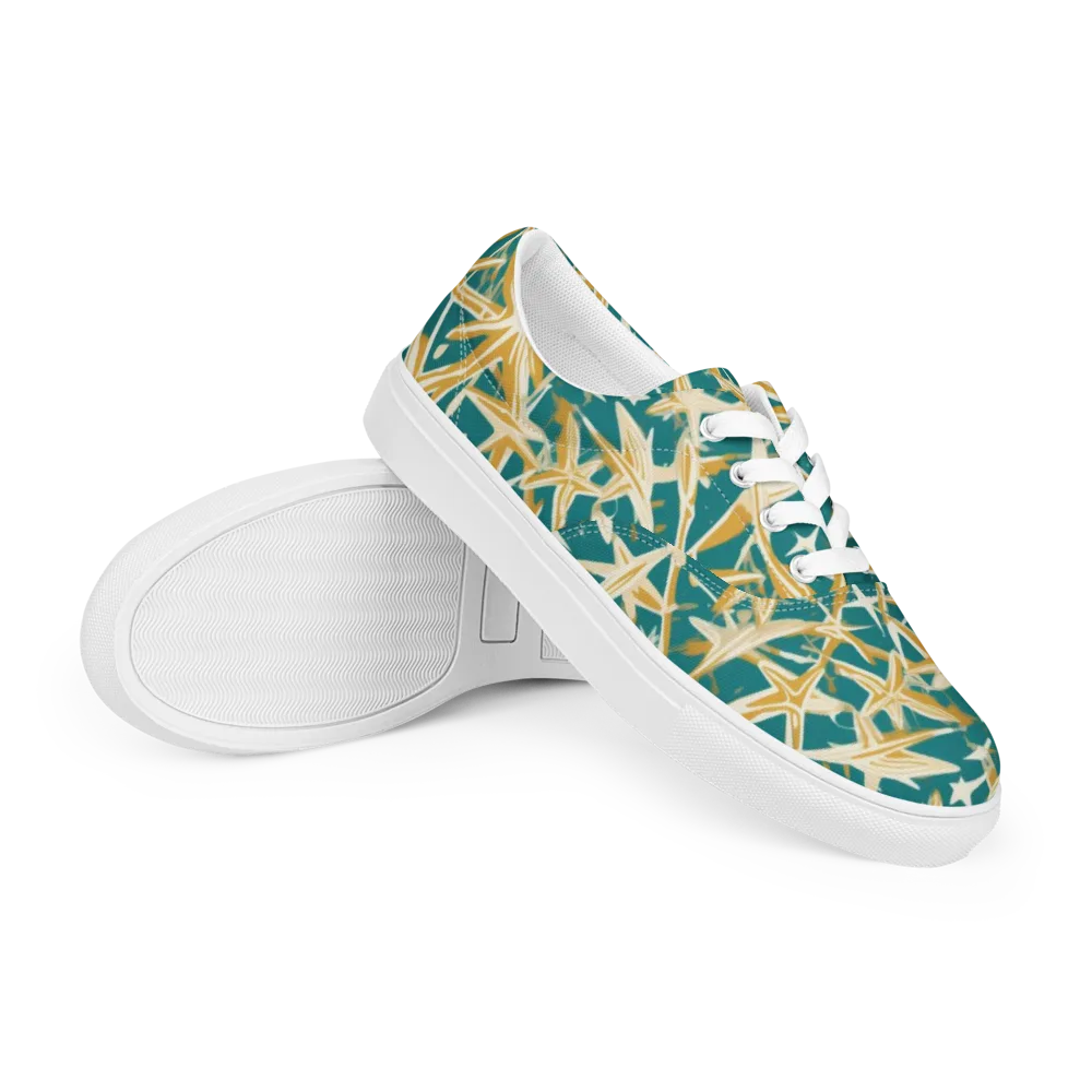 Teal Starburst on Men's Lace-Up Canvas Shoes — Right Front