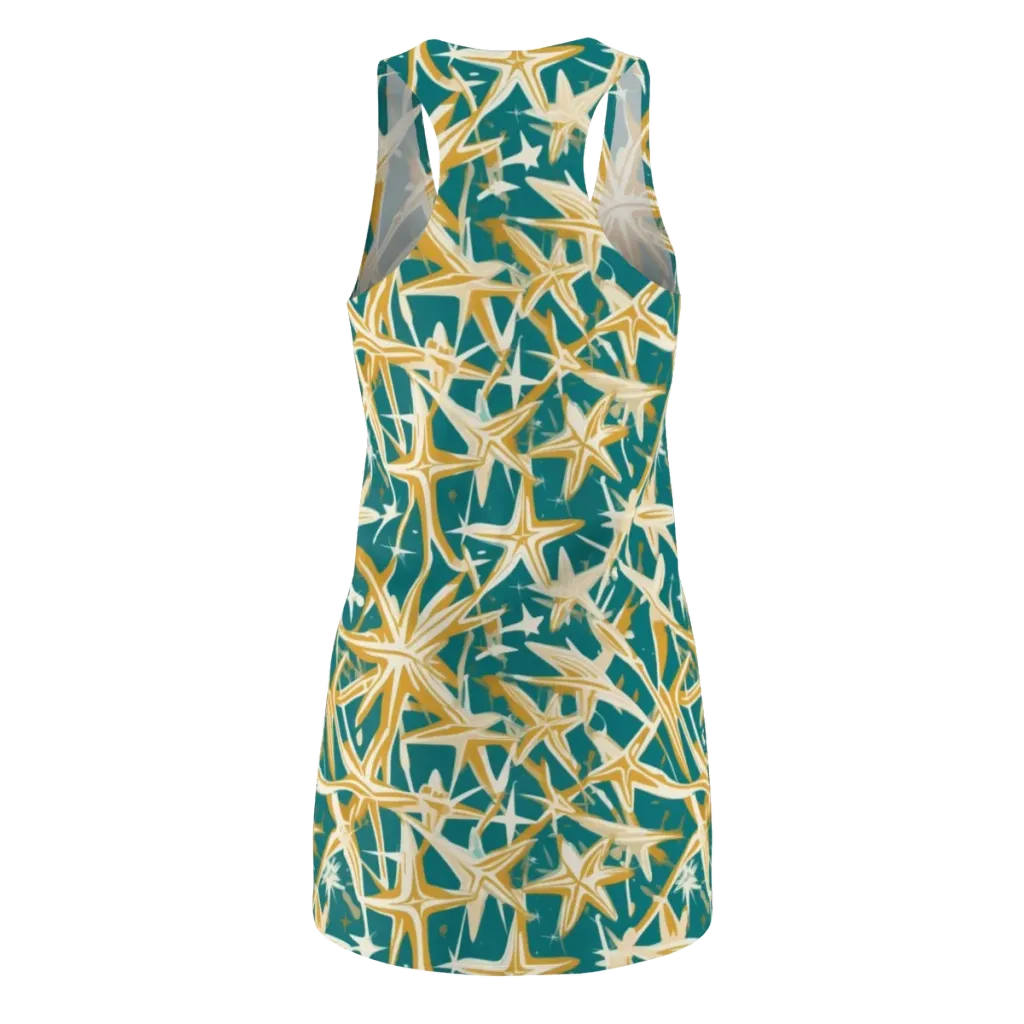 Teal Starburst on Racerback Dress — Back