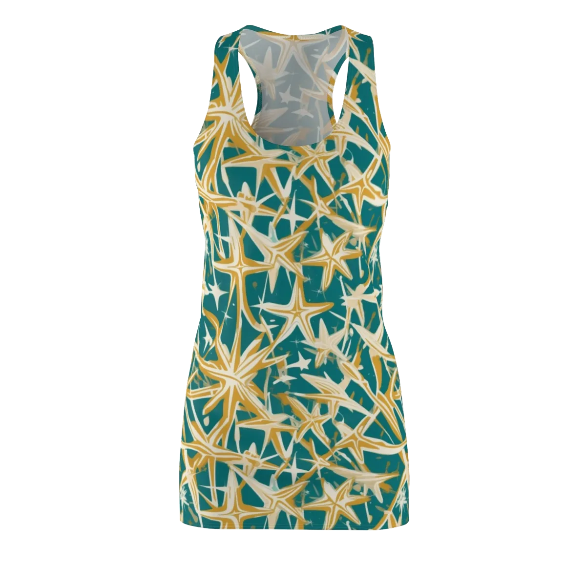 Teal Starburst on Racerback Dress — Front
