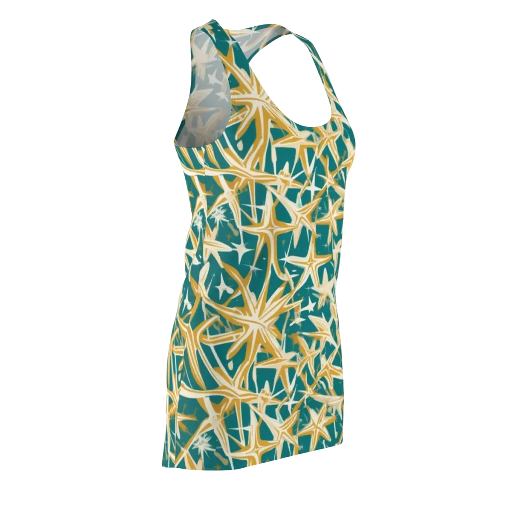 Teal Starburst on Racerback Dress — Front Side