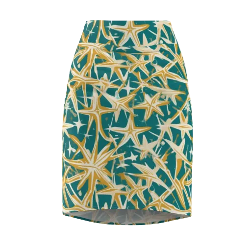 Teal Starburst on a Pencil Skirt