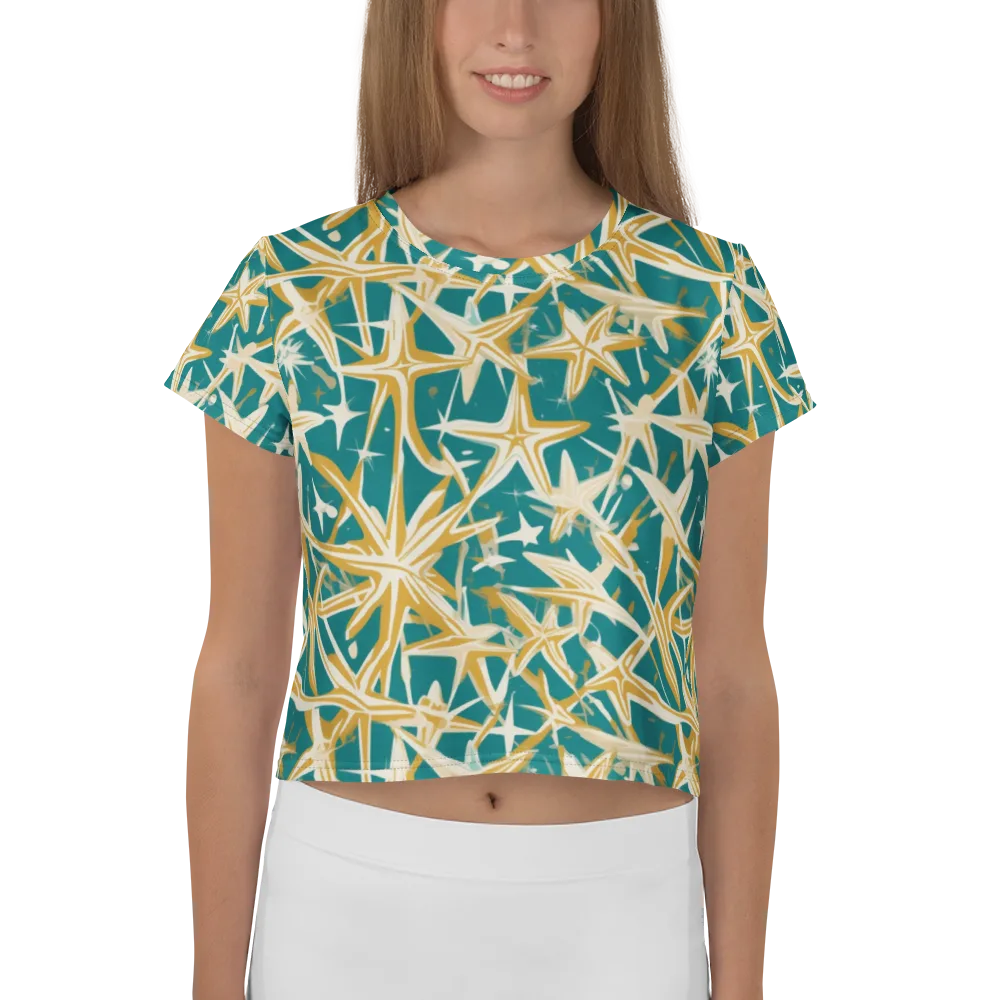 Teal Starburst on Crop Tee — Front