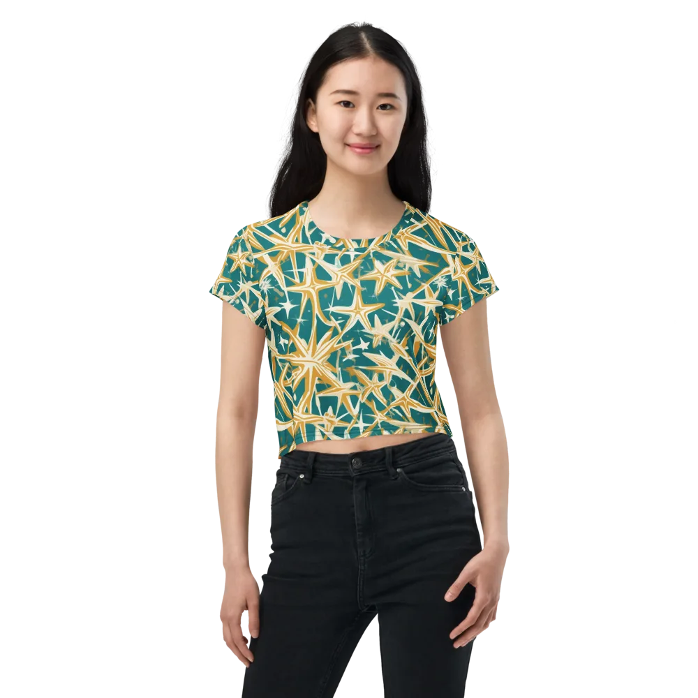 Teal Starburst on Crop Tee — Front