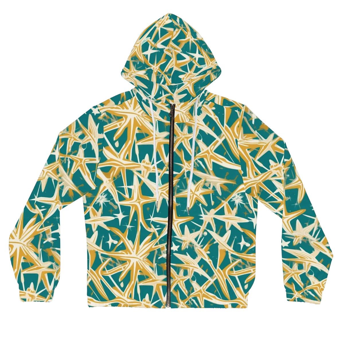 Teal Starburst on Women's Full-Zip Hoodie — Front