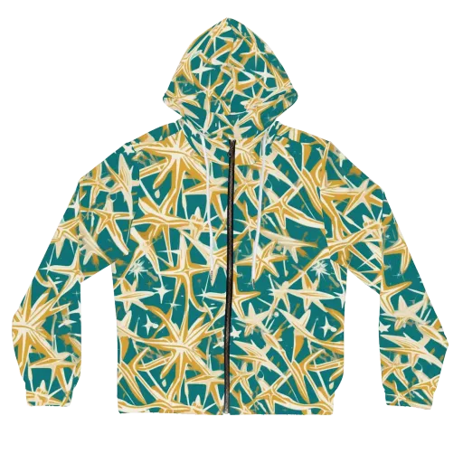 Teal Starburst on a Women's Full-Zip Hoodie