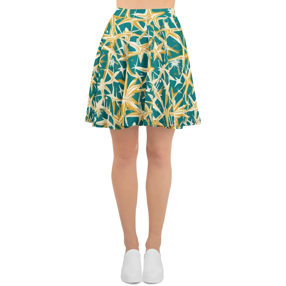 Teal Starburst on Skater Skirt — Front