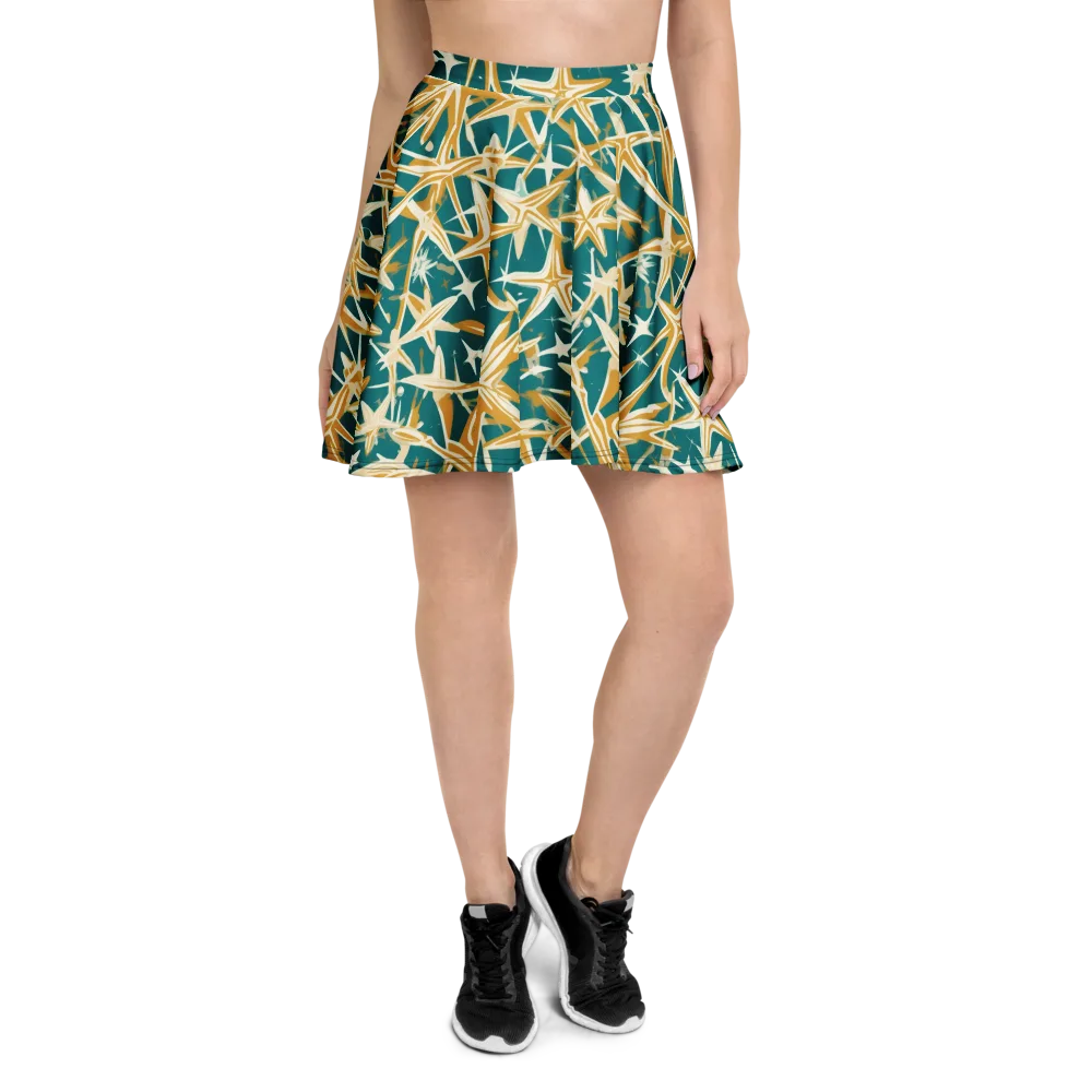 Teal Starburst on Skater Skirt — Front