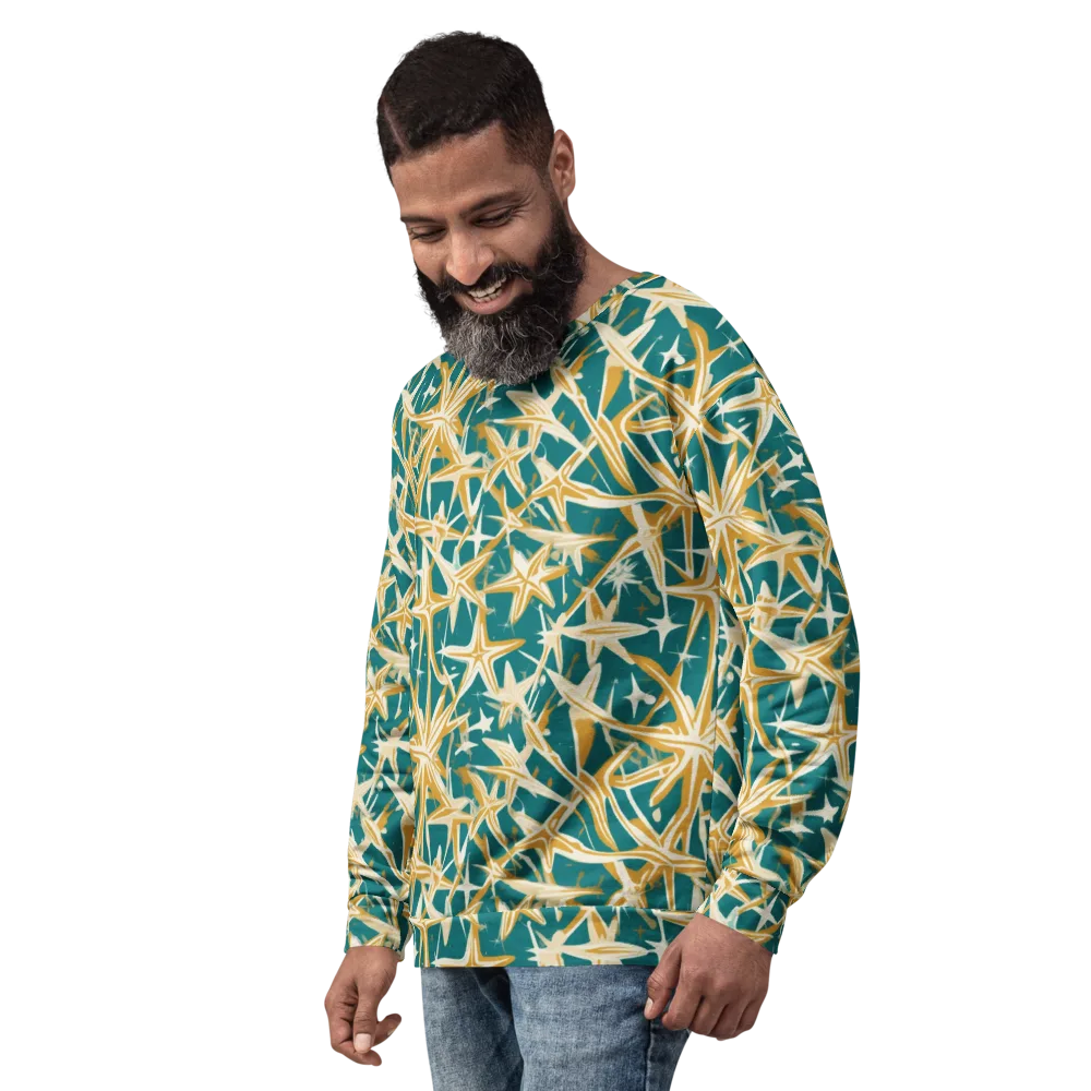 Teal Starburst on Sweatshirt — Left Front