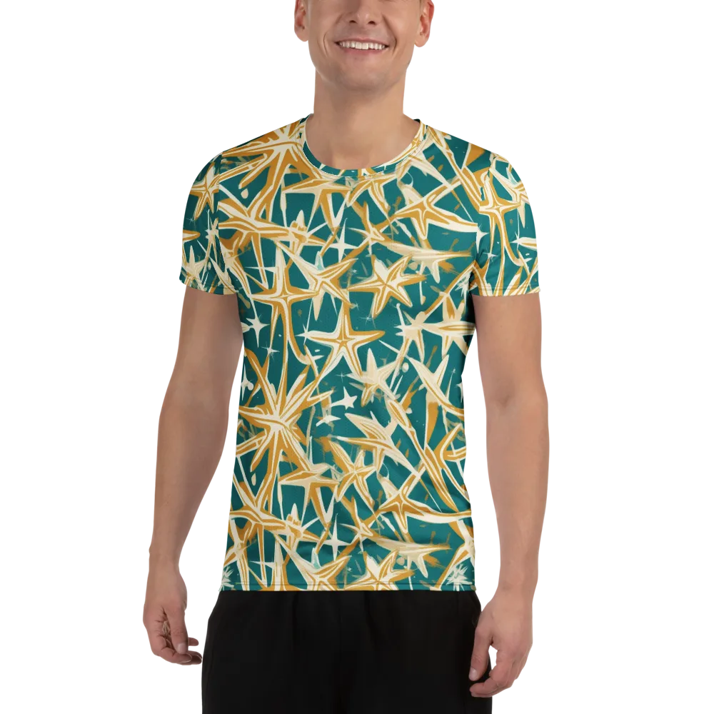 Teal Starburst on Men's Athletic T-Shirt — Front